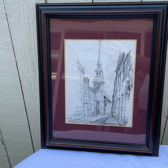 Charles Overly  “The Old Worth Church” Framed Print - Picture 2 of 9